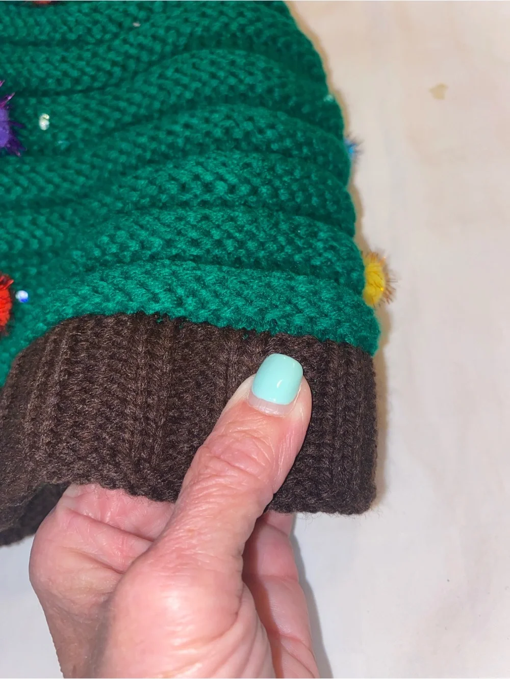 Kids Green Knit Light-up Hat with Colorful Pom Accents